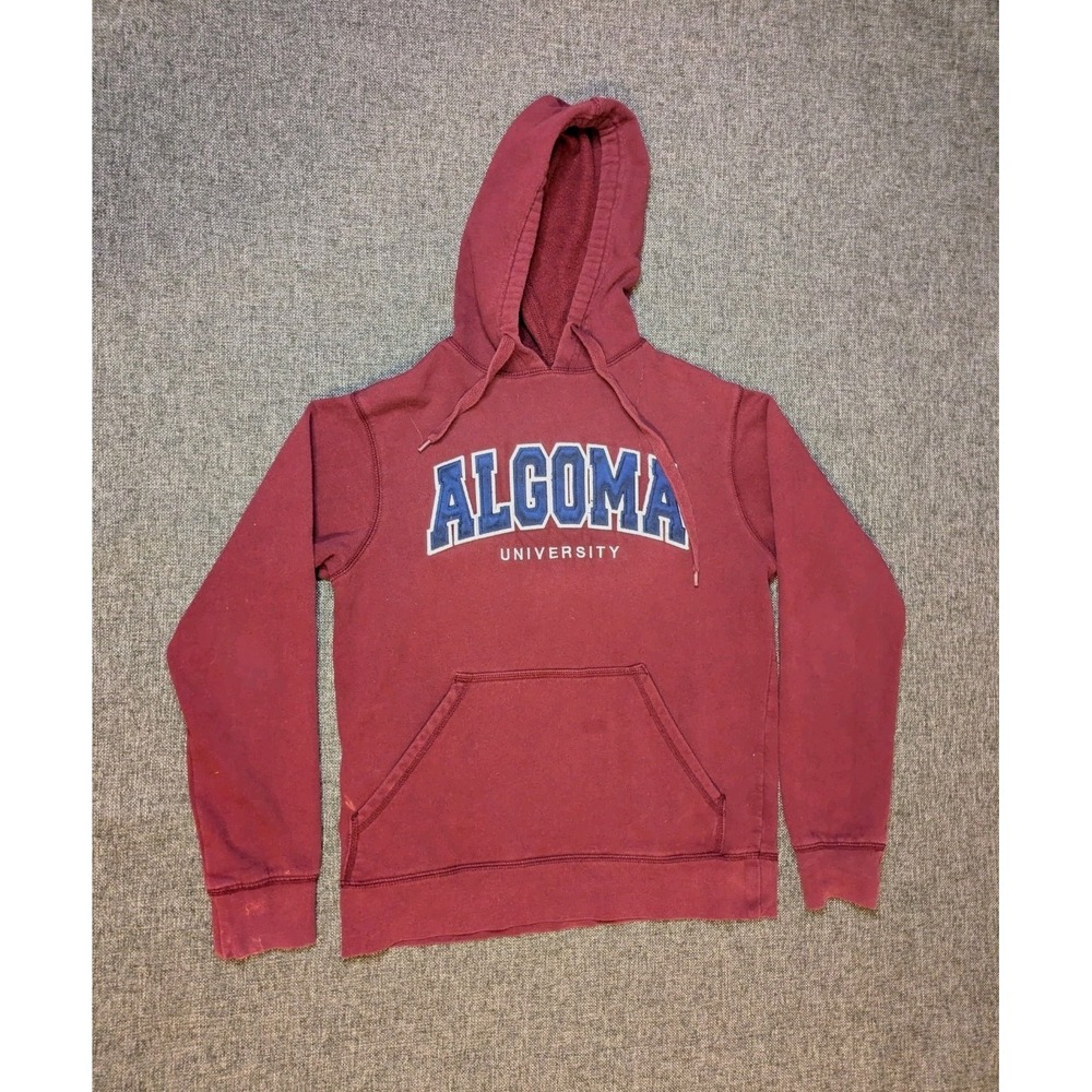 Algoma University Pullover Hoodie Sweatshirt Red Spell out College Logo Small